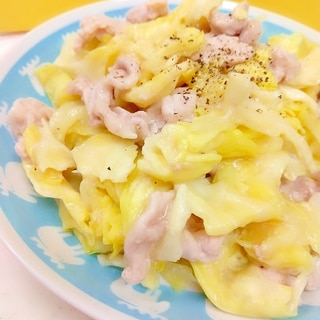 電子レンジde(^^)豚肉とキャベツの塩だれ蒸し♪